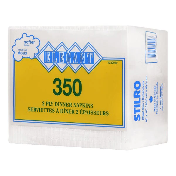 Stilro Elegant 2-ply Dinner Napkins - Pack of 350  - Disposables, Restaurant Packaging and Take-Out Supplies - Canadian Distribution - Ships Free Within Canada on Orders Above CAD $199 - Image 2