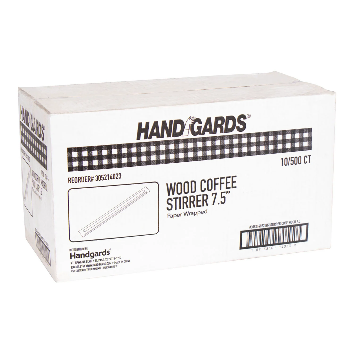 Stirrer Wood Coffee 7.5 in. Wrapped - 10 x 500 count - Handgard - Packaging and Accessories - Restaurant Supplies and Equipment - Canadian Distribution - Image 3