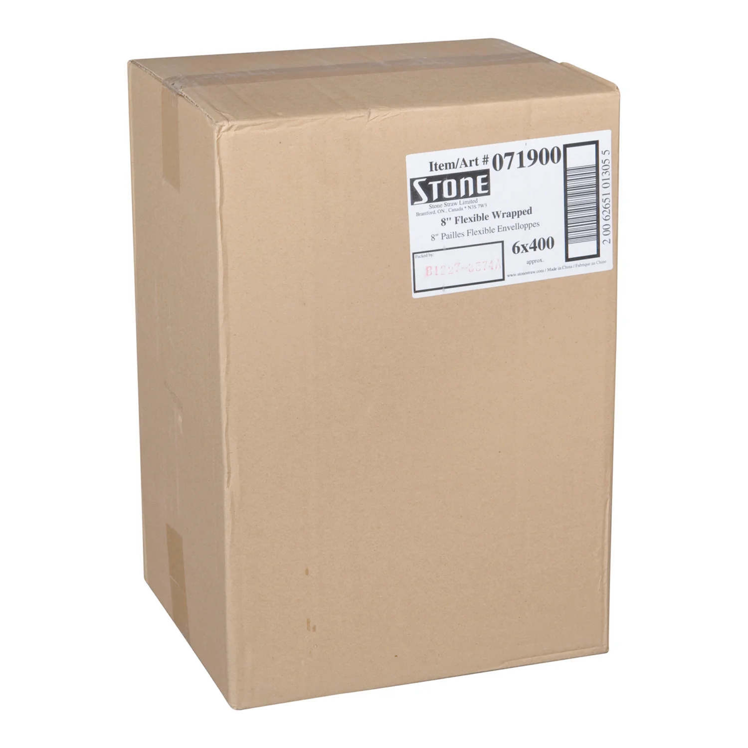Straw Plastic Flexible White Wrapped 8 in. - 6 x 400 count - Stone Plastics - Packaging and Accessories - Restaurant Supplies and Equipment - Canadian Distribution - Image 3