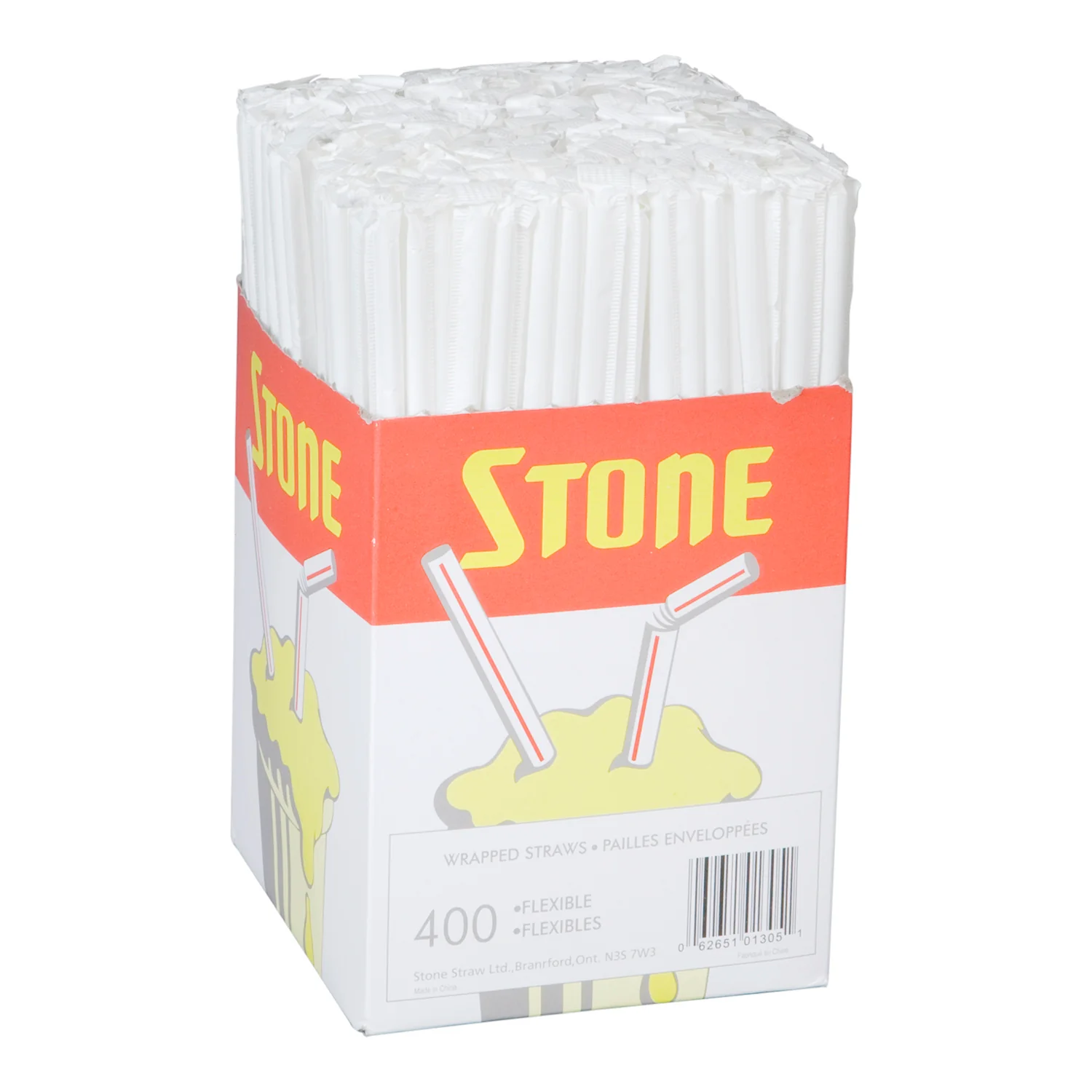 Straw Plastic Flexible White Wrapped 8 in. - 6 x 400 count - Stone Plastics - Packaging and Accessories - Restaurant Supplies and Equipment - Canadian Distribution - Image 4
