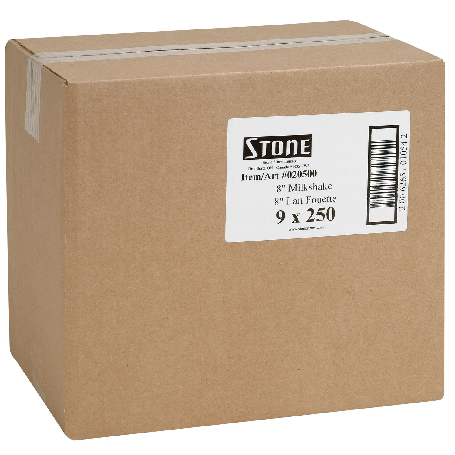 Straw Plastic White Milkshake 8 in. - 9 x 250 count - Stone Plastics - Packaging and Accessories - Restaurant Supplies and Equipment - Canadian Distribution - Image 3