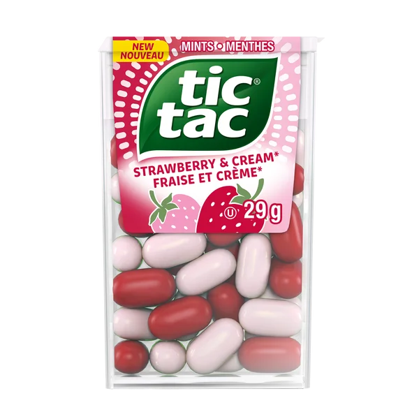 Strawberry and Cream - 48 × 29 g - Tic Tac - Canadian Distribution - Ships Free Within Canada on Orders Above CAD $199