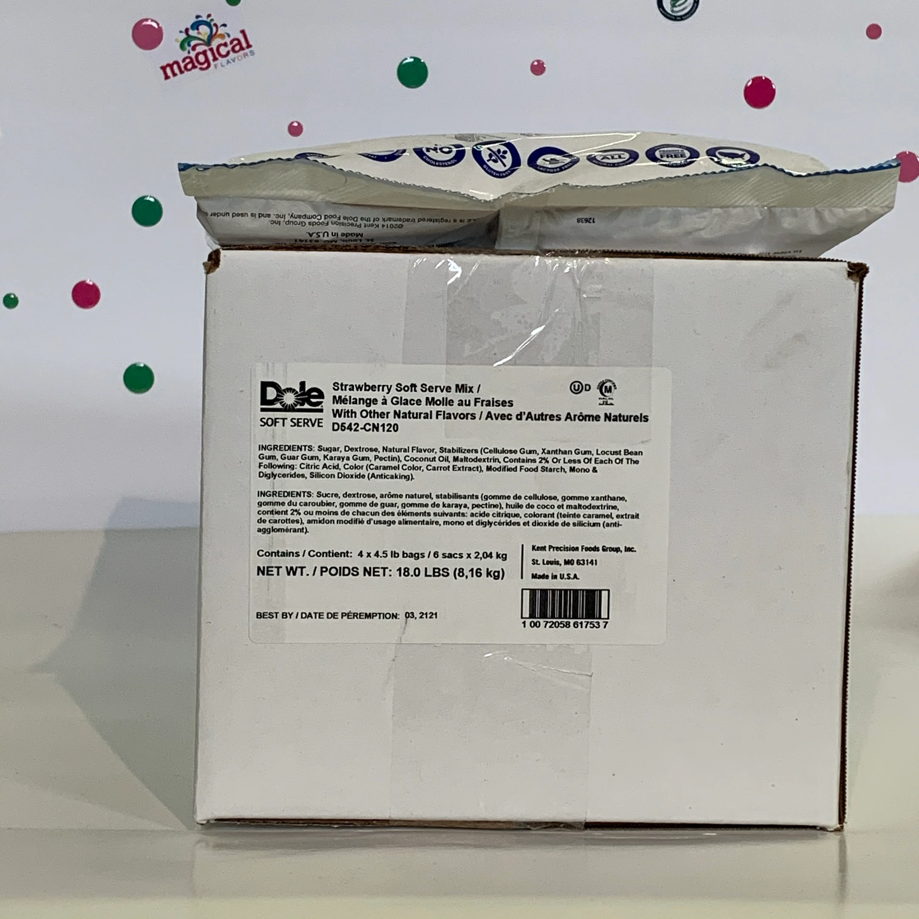 Dole Strawberry Soft Serve Mix - 4.4 Lbs. Bag - Case (4 X 4.4lb Bags) - Canadian Distribution - Ships Free Within Canada on Orders Above CAD $199 - Image 4