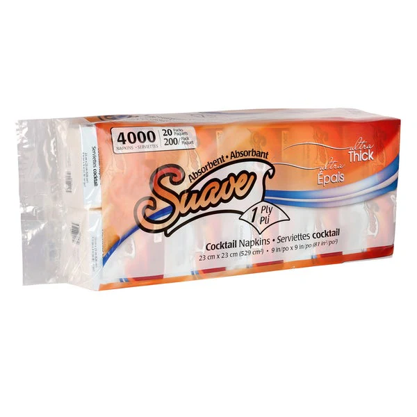 Suave 1-ply Cocktail Napkins - 20 Packs of 200 - Disposables, Restaurant Packaging and Take-Out Supplies - Canadian Distribution - Ships Free Within Canada on Orders Above CAD $199
