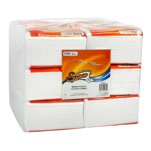 Suave 1-ply Dinner Napkins - 12 packs of 250 - Disposables, Restaurant Packaging and Take-Out Supplies - Canadian Distribution - Ships Free Within Canada on Orders Above CAD $199 - Image 2