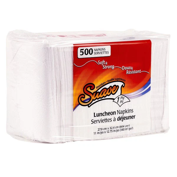 Suave 1-ply Recycled Luncheon Napkins - 12 packs of 500 - Disposables, Restaurant Packaging and Take-Out Supplies - Canadian Distribution - Ships Free Within Canada on Orders Above CAD $199
