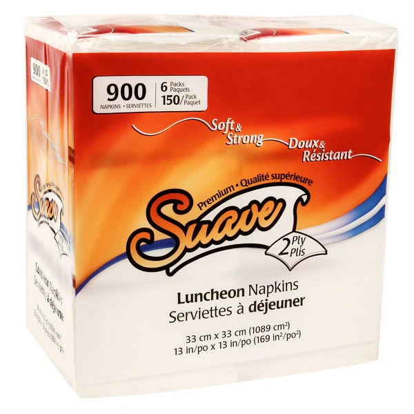 Suave 2-ply Virgin Luncheon Napkins - 6 packs of 150 - Disposables, Restaurant Packaging and Take-Out Supplies - Canadian Distribution - Ships Free Within Canada on Orders Above CAD $199