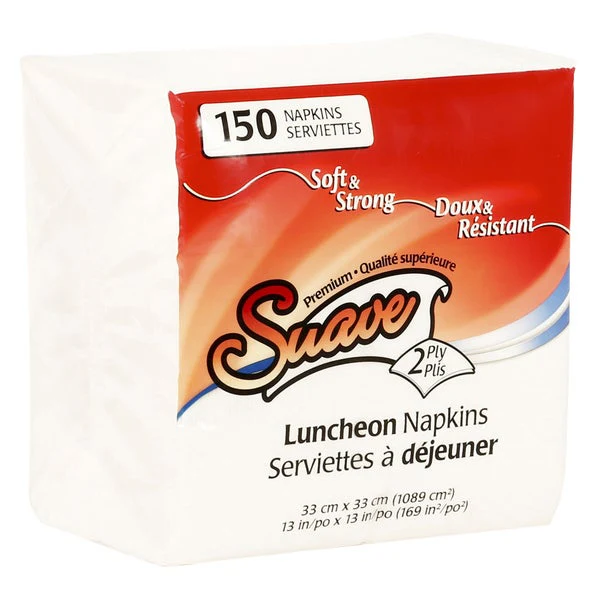 Suave 2-ply Virgin Luncheon Napkins - 6 packs of 150 - Disposables, Restaurant Packaging and Take-Out Supplies - Canadian Distribution - Ships Free Within Canada on Orders Above CAD $199 - Image 2