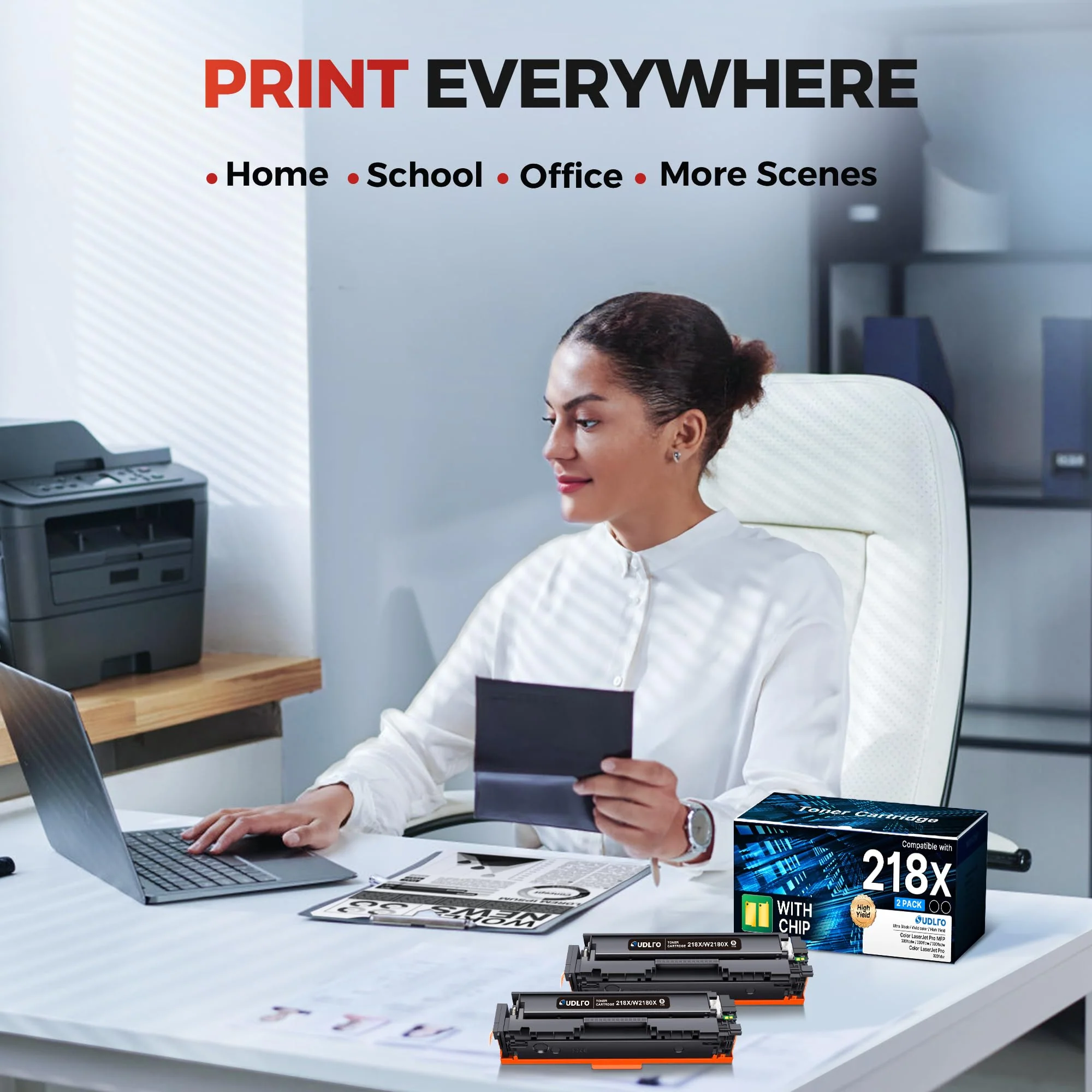 SUDLTO 218X W2180X Black Toner Cartridges with Chip - High Yield 2-Pack for HP Color LaserJet Pro MFP - Canadian Distribution - Ships Free Within Canada on Orders Above CAD $199 - Image 3