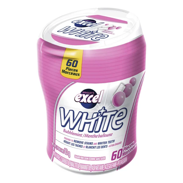 Sugar-free Bubblemint Gum Bottles - 24 x Packs of 60 - Excel - Canadian Distribution - Ships Free Within Canada on Orders Above CAD $199