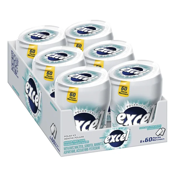 Sugar-free Polar Ice Gum Bottles - 24 x Packs of 60 - Excel - Canadian Distribution - Ships Free Within Canada on Orders Above CAD $199 - Image 2