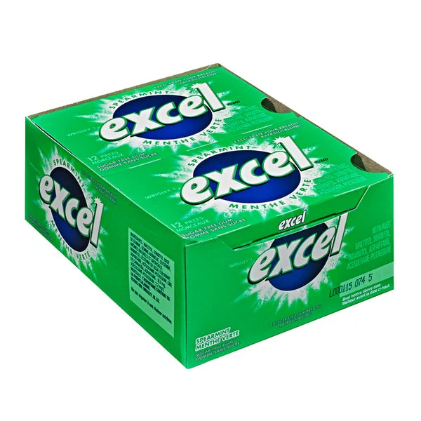 Sugar-free Spearmint Gum - 48 x Packs of 12 - Excel - Canadian Distribution - Ships Free Within Canada on Orders Above CAD $199 - Image 2