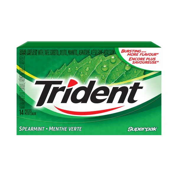 Sugar-free Spearmint Gum - 48 x Packs of 14 - Trident - Canadian Distribution - Ships Free Within Canada on Orders Above CAD $199