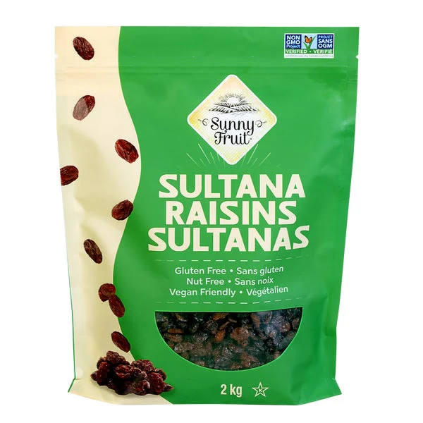 Sultana Raisins - 4 x 2 kg - Sunny Fruit - Canadian Distribution - Ships Free Within Canada on Orders Above CAD $199
