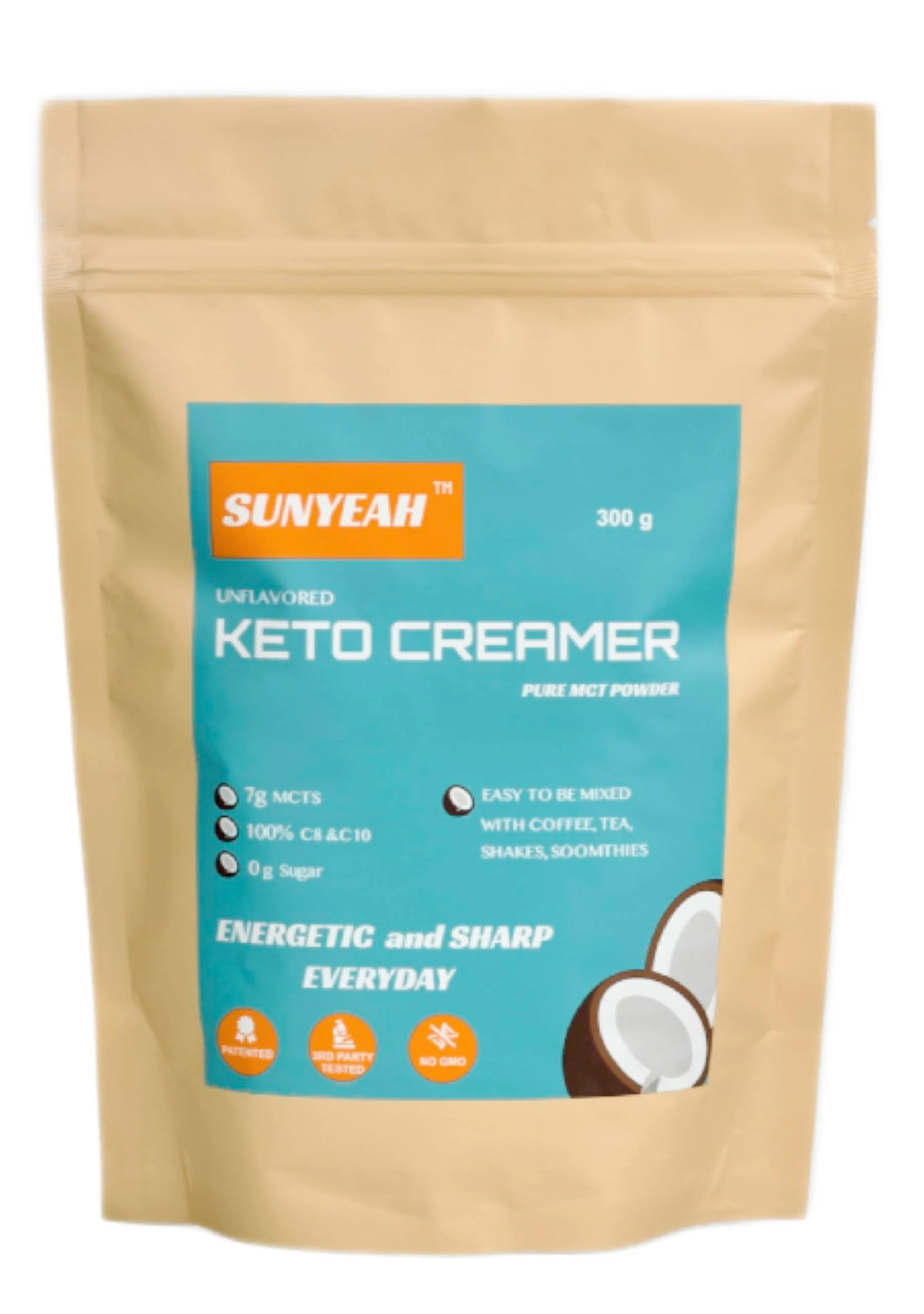 SUNYEAH – MCT Oil Powder – Unflavoured – 300g – Pure C8 C10 - Canadian Distribution - Ships Free Within Canada on Orders Above CAD $199