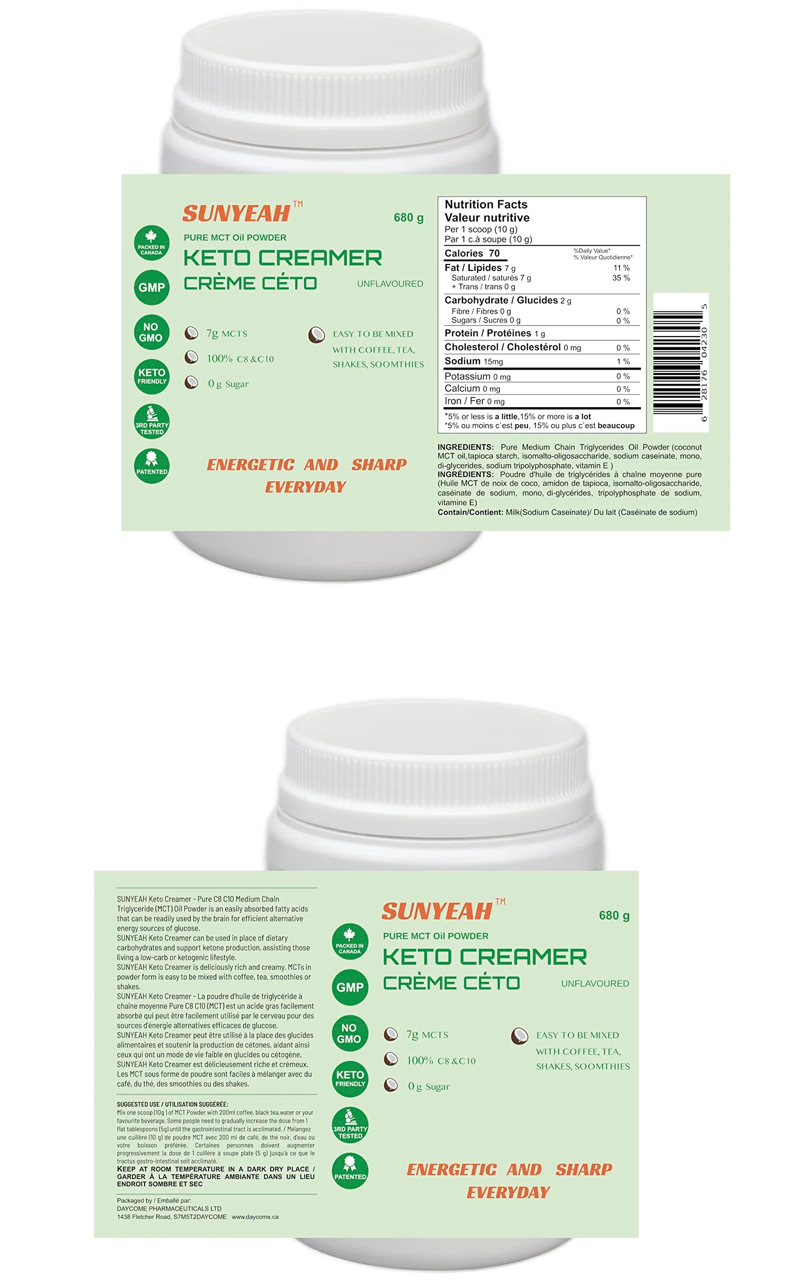 SUNYEAH – MCT Oil Powder – Unflavoured – 68 Servings – Pure C8 C10 - Canadian Distribution - Ships Free Within Canada on Orders Above CAD $199 - Image 6