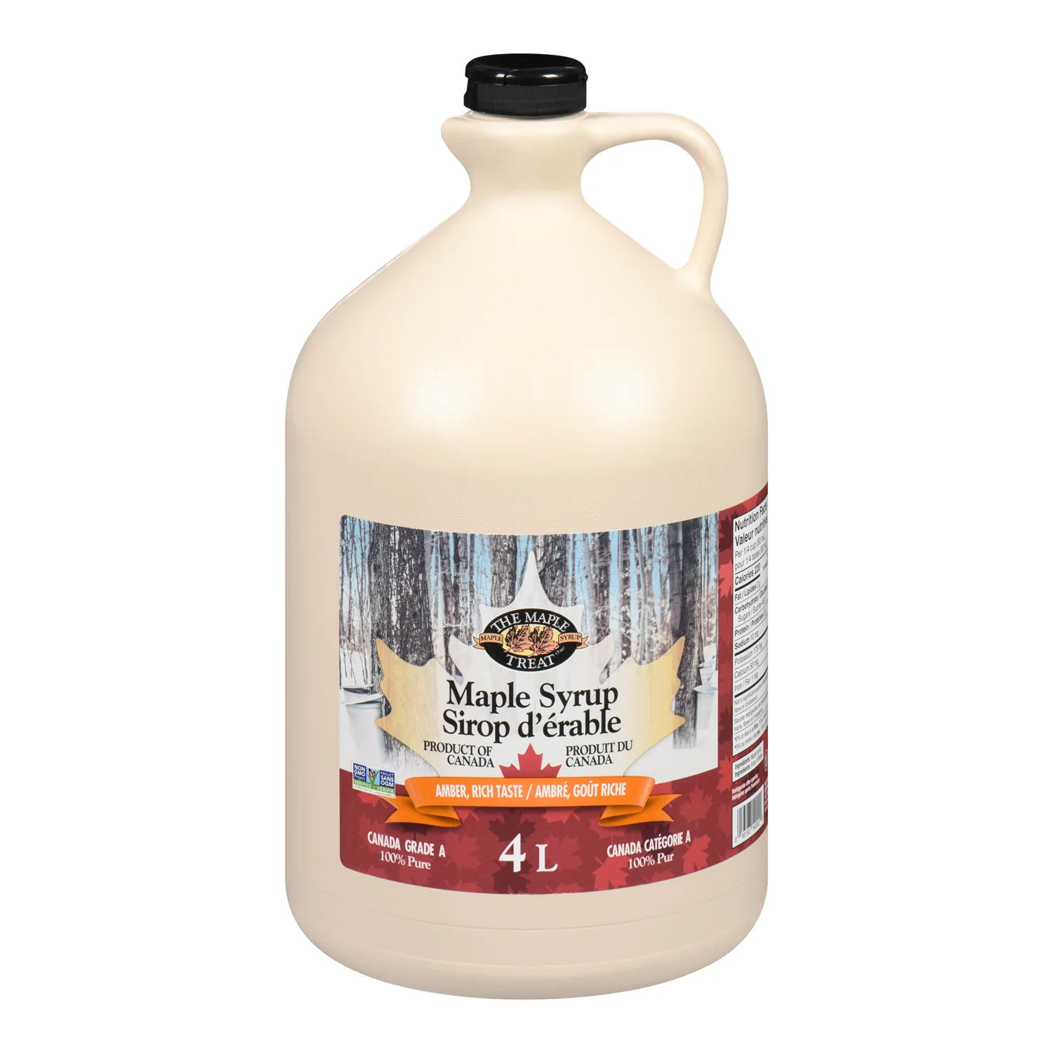 Syrup Maple Pure - 4 x 4 L (Case = 1 x 4 L) - The Maple Treat - Restaurant and Foodservice Ingredients - Canadian Distribution - Ships Free Within Canada on Orders Above CAD $199
