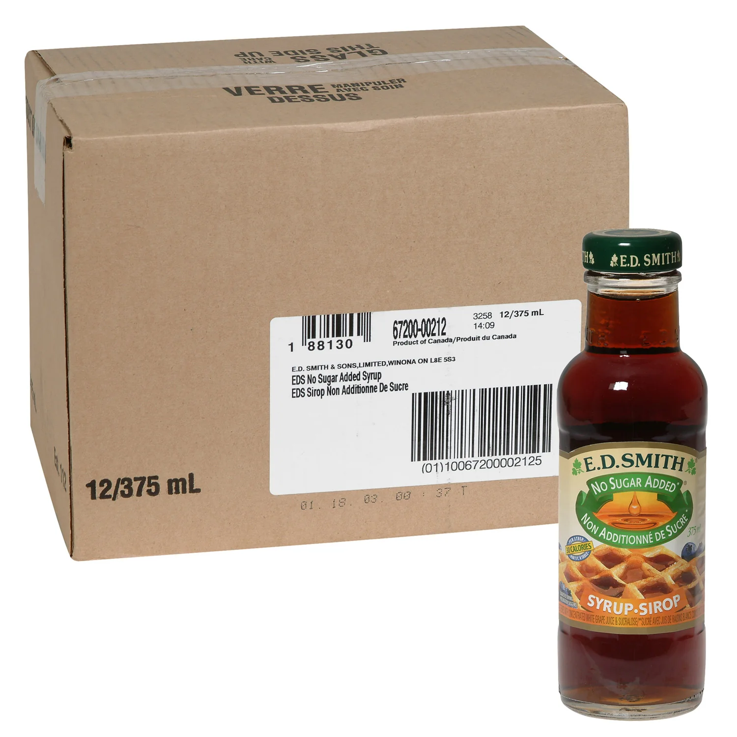 Syrup Table No Sugar Added - 12 x 375 mL - E D Smith & Son - Restaurant and Foodservice Ingredients - Canadian Distribution - Ships Free Within Canada on Orders Above CAD $199 - Image 2