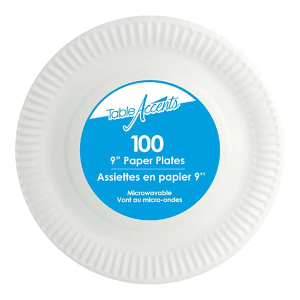 Table Accents 9-in Paper Plates - 12 packs of 100 - Disposables, Restaurant Packaging and Take-Out Supplies - Canadian Distribution - Ships Free Within Canada on Orders Above CAD $199