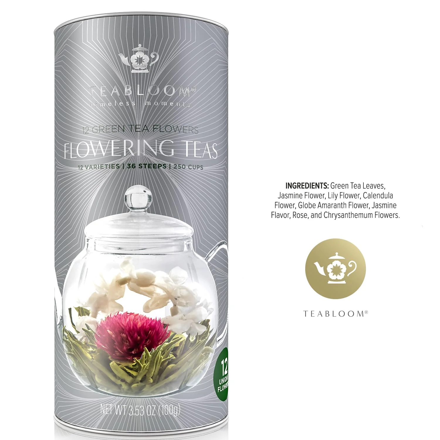 Teabloom – Flowering Tea Gift Set – Blooming Tea Flowers – 12 Flowers (36 Steeps) - Canadian Distribution - Ships Free Within Canada on Orders Above CAD $199 - Image 2