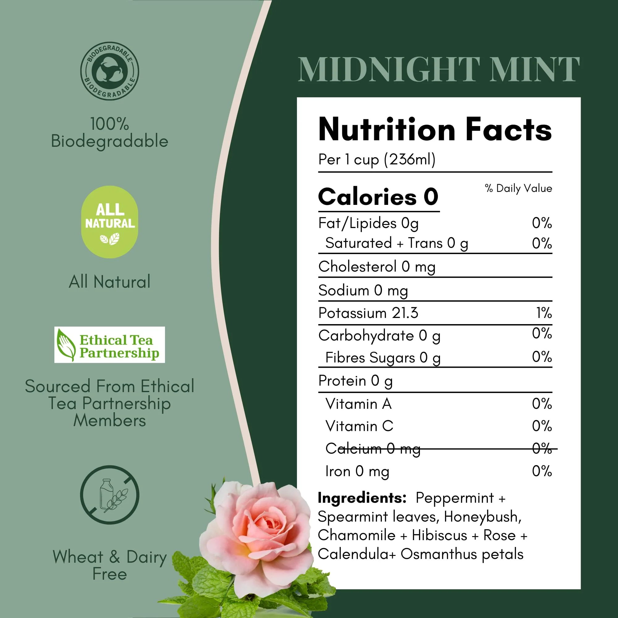 Tease Tea Organic Midnight Mint - Caffeine-Free Herbal Digestive Blend with Peppermint, Spearmint & Peach - Canadian Distribution - Ships Free Within Canada on Orders Above CAD $199 - Image 9