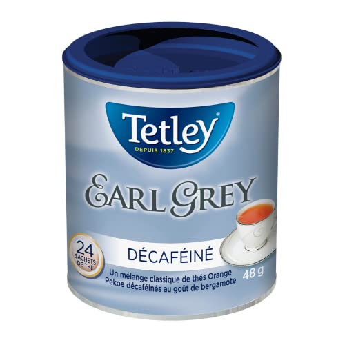 Tetley Earl Grey Decaffeinated Black Tea – Bergamot-Infused Orange Pekoe, 24 Tea Bags per Box, 48g, Kosher & Rainforest Alliance Certified (6-Pack) - Canadian Distribution - Ships Free Within Canada on Orders Above CAD $199 - Image 2