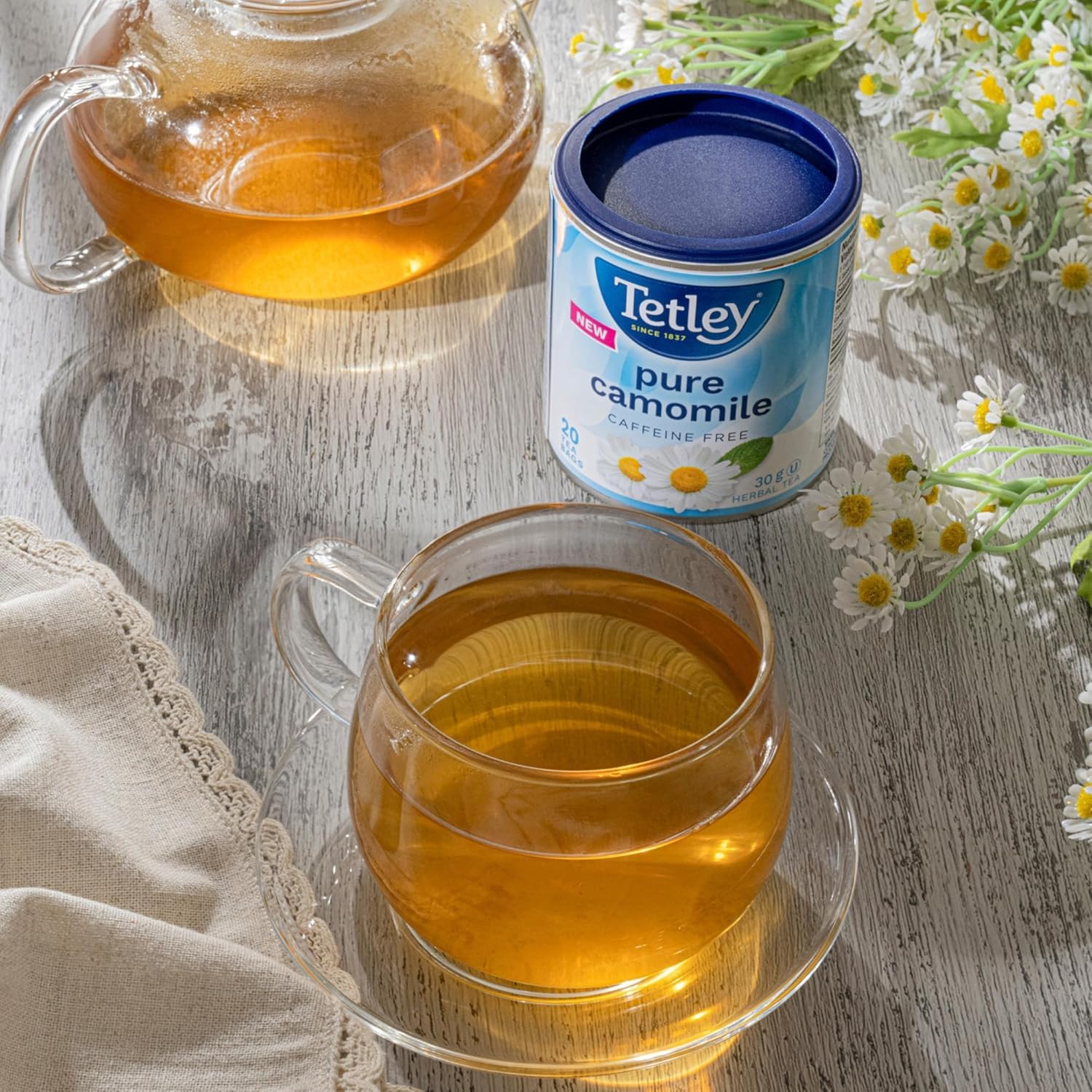Tetley Pure Camomile Herbal Tea – 100% Camomile Flowers, Caffeine-Free, 20 Tea Bags per Box, 30g (6-Pack) - Canadian Distribution - Ships Free Within Canada on Orders Above CAD $199 - Image 2