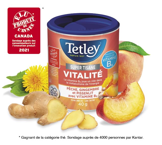 Tetley Super Herbal Boost Peach Ginger & Dandelion Tea – 6 Pack (120 Tea Bags) - Canadian Distribution - Ships Free Within Canada on Orders Above CAD $199 - Image 2