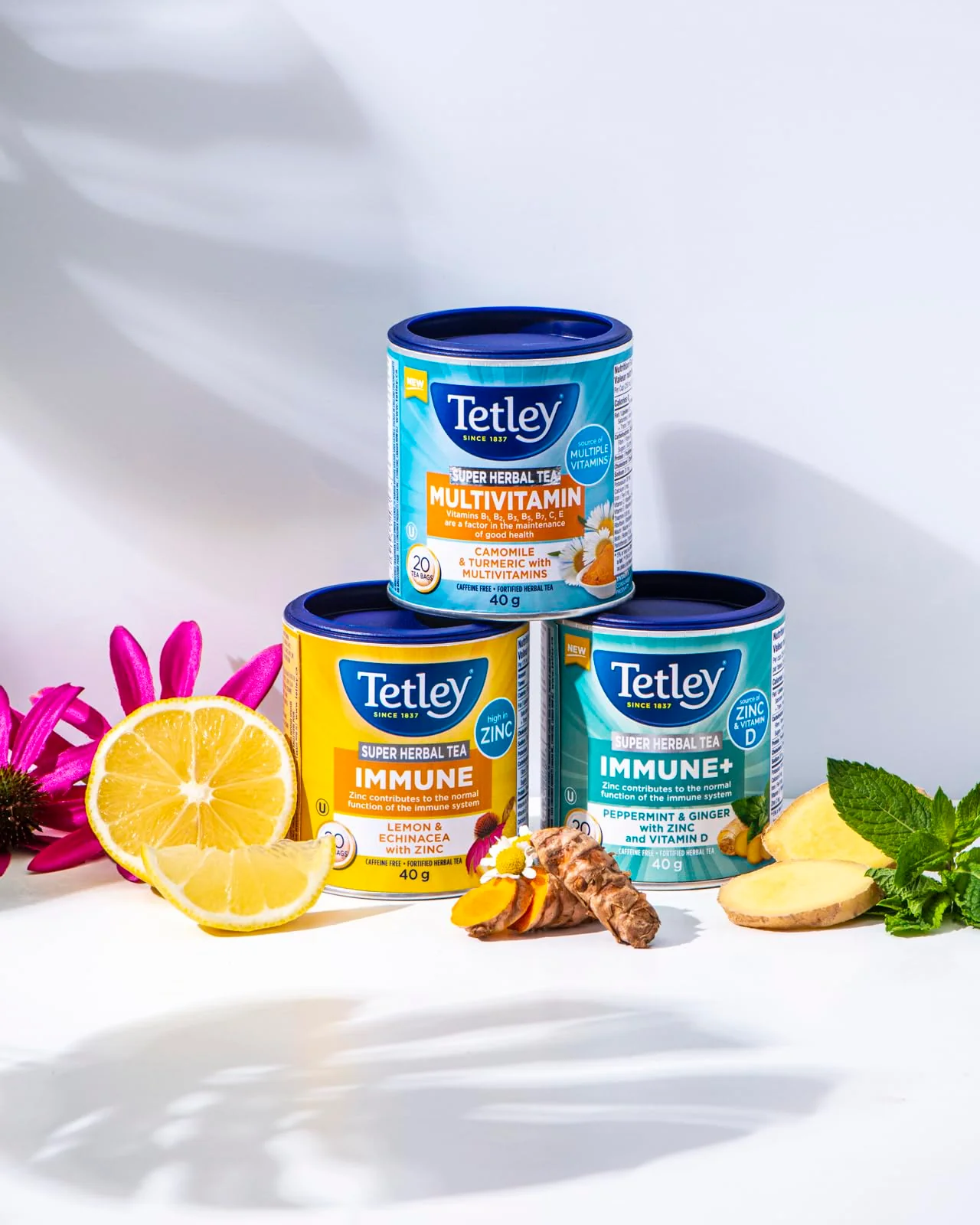 Tetley Super Herbal Tea Lemon & Echinacea - 6 Pack (120 Tea Bags Total) - Canadian Distribution - Ships Free Within Canada on Orders Above CAD $199 - Image 2