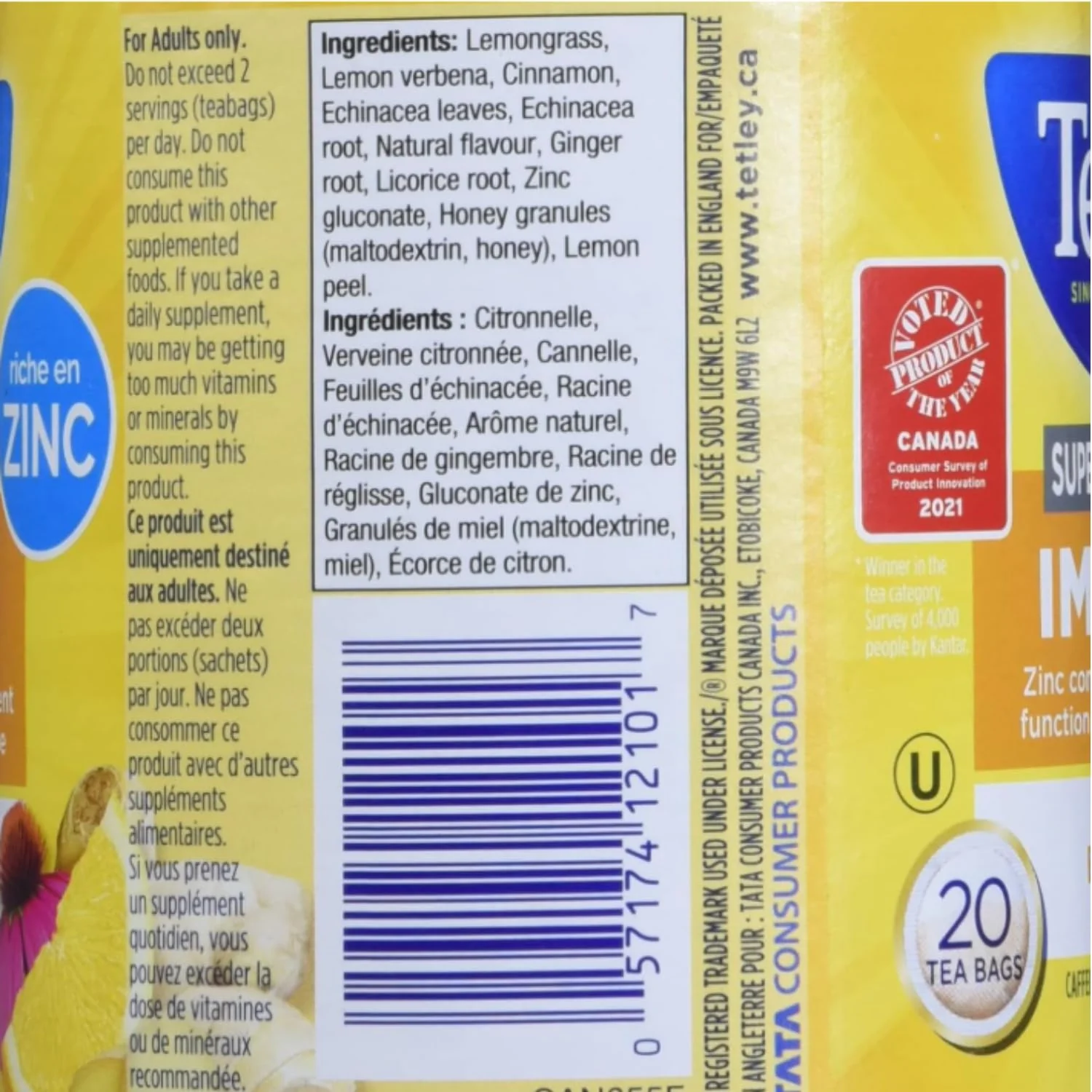 Tetley Super Herbal Tea Lemon & Echinacea - 6 Pack (120 Tea Bags Total) - Canadian Distribution - Ships Free Within Canada on Orders Above CAD $199 - Image 7