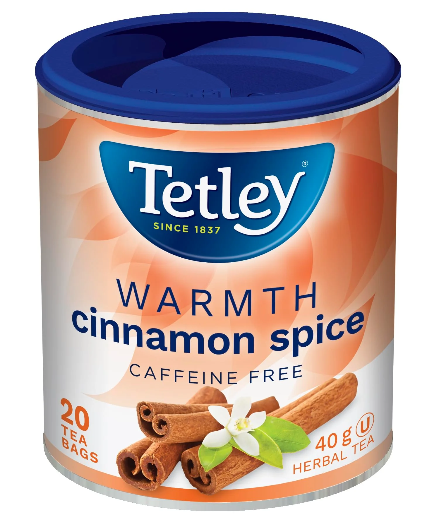 Tetley Warmth Cinnamon Spice Herbal Tea – 20 Tea Bags per Box, 6-Pack Bundle, Caffeine-Free Blend with Cinnamon, Orange Blossom & Warm Spices, Kosher Certified - Canadian Distribution - Ships Free Within Canada on Orders Above CAD $199