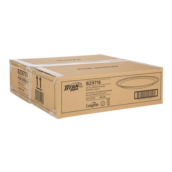 Titan 40.6 cm (16 in) Round Aluminum Embossed Catering Trays - Pack of 25 - Disposables, Restaurant Packaging and Take-Out Supplies - Canadian Distribution - Ships Free Within Canada on Orders Above CAD $199 - Image 3
