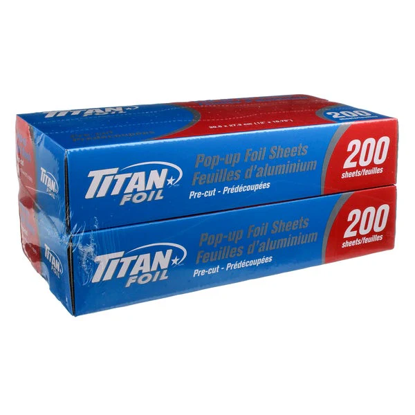 Titan Aluminum Foil Pop-up Sheets - 2 packs of 200  - Disposables, Restaurant Packaging and Take-Out Supplies - Canadian Distribution - Ships Free Within Canada on Orders Above CAD $199 - Image 2