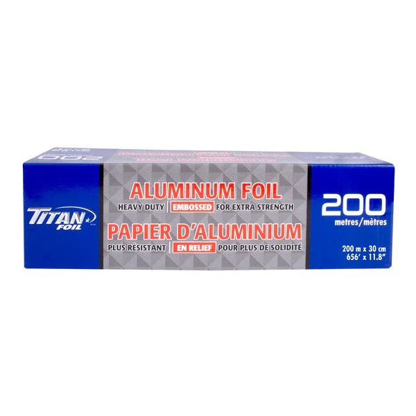 Titan Aluminum Foil Roll #2 - 30 cm × 200 m - Disposables, Restaurant Packaging and Take-Out Supplies - Canadian Distribution - Ships Free Within Canada on Orders Above CAD $199