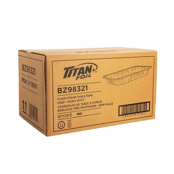 Titan Aluminum Half Steam Pans - Pack of 100  - Disposables, Restaurant Packaging and Take-Out Supplies - Canadian Distribution - Ships Free Within Canada on Orders Above CAD $199 - Image 2