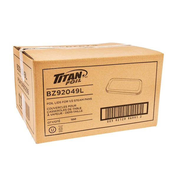 Titan Aluminum Lids for Half-Steam Pan - Pack of 100 - Disposables, Restaurant Packaging and Take-Out Supplies - Canadian Distribution - Ships Free Within Canada on Orders Above CAD $199 - Image 2
