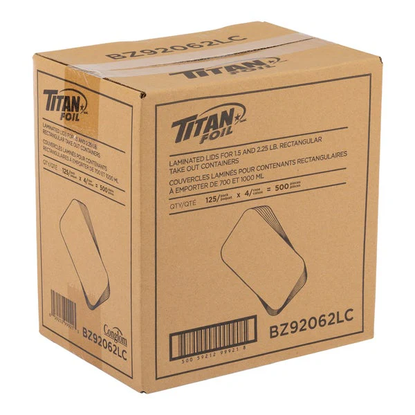 Titan Lids for 1.5-lb & 2.25-lb Rectangular Aluminum Containers - Pack of 500  - Disposables, Restaurant Packaging and Take-Out Supplies - Canadian Distribution - Ships Free Within Canada on Orders Above CAD $199 - Image 2