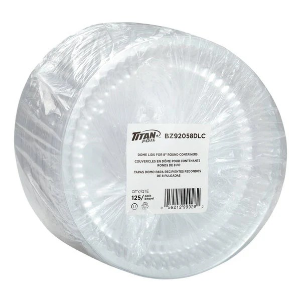 Titan Plastic Dome Lids for 8-in Round Aluminum Container - Pack of 500  - Disposables, Restaurant Packaging and Take-Out Supplies - Canadian Distribution - Ships Free Within Canada on Orders Above CAD $199 - Image 2