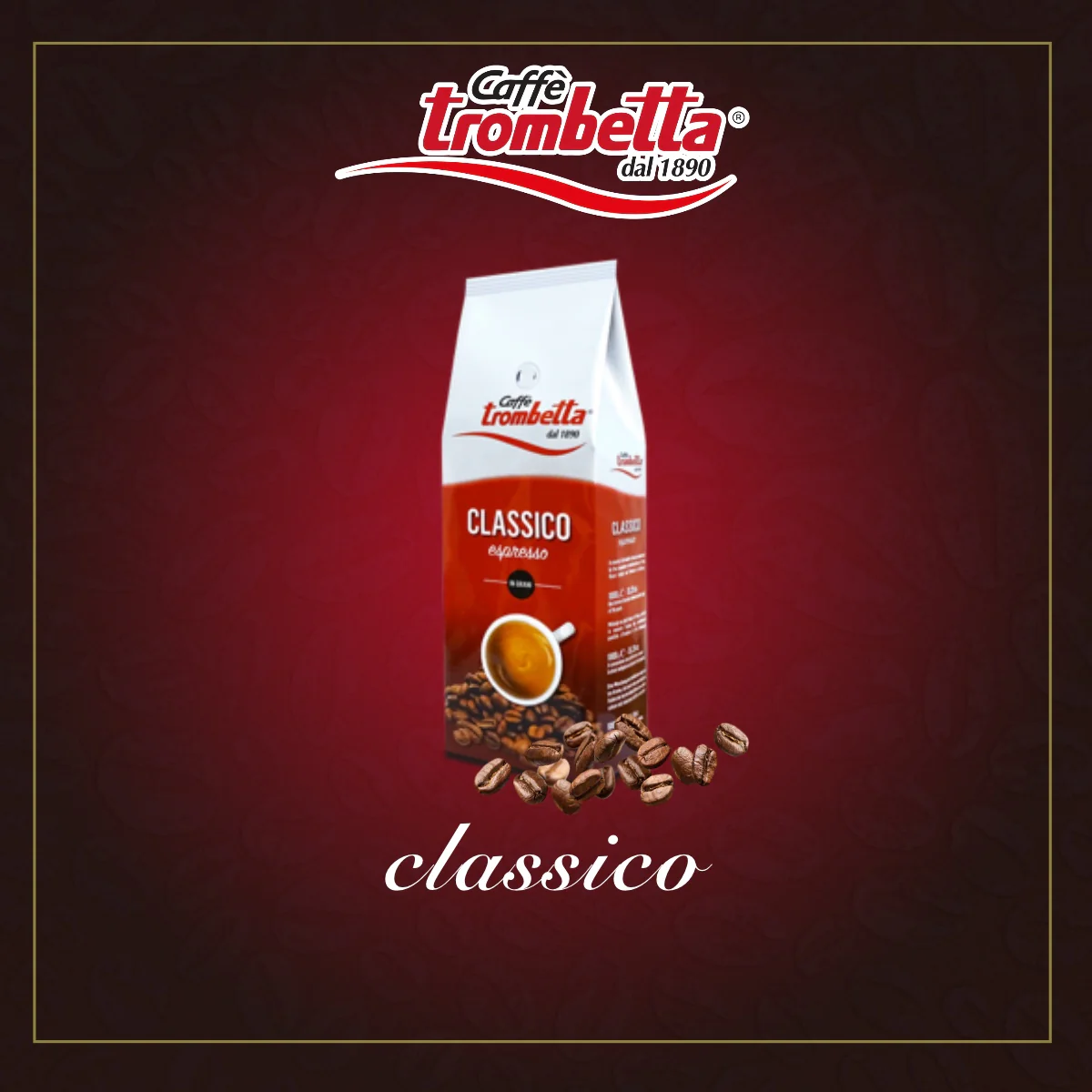 Trombetta Classico Espresso Roasted Coffee Beans – 6 x 1kg packs - Canadian Distribution - Ships Free Within Canada on Orders Above CAD $199