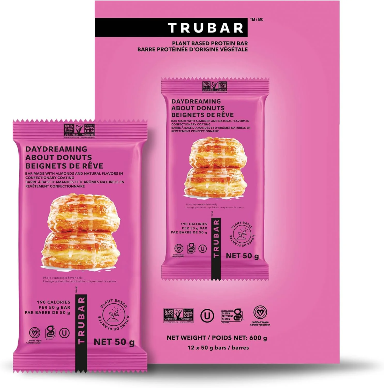 Trubar – Vegan Protein Bar – Donuts Flavor – 12 Pack – Ships Free Within Canada on Orders Above CAD $199