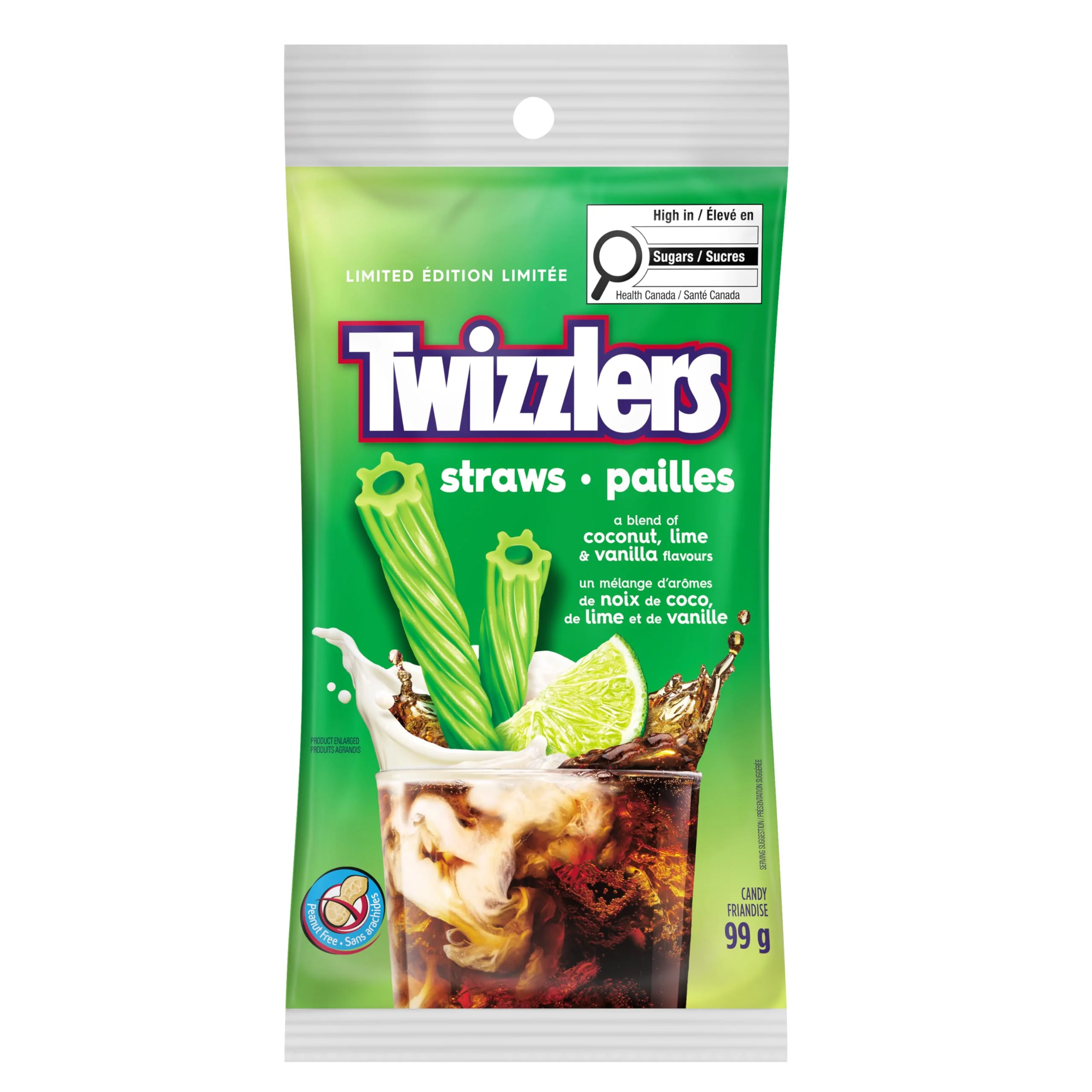 Twizzlers Straws - Coconut, Lime & Vanilla Flavour Blend, 2 x 99g - Canadian Distribution - Ships Free Within Canada on Orders Above CAD $199