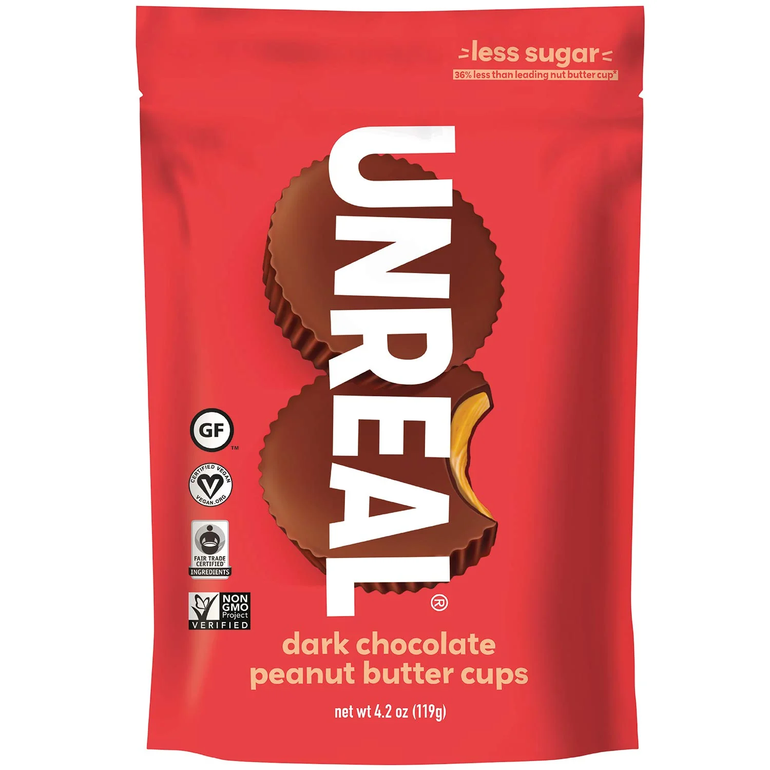 Unreal Dark Chocolate Peanut Butter Cups - 2 x Single Pack - Canadian Distribution - Ships Free Within Canada on Orders Above CAD $199