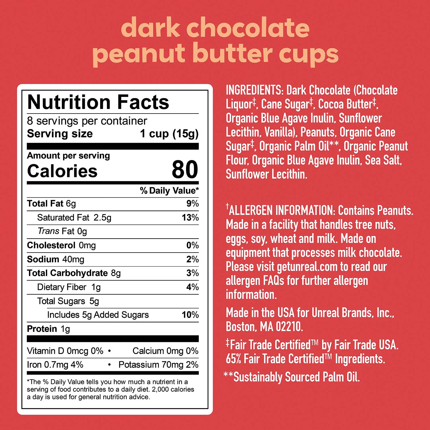 Unreal Dark Chocolate Peanut Butter Cups - 2 x Single Pack - Canadian Distribution - Ships Free Within Canada on Orders Above CAD $199 - Image 6