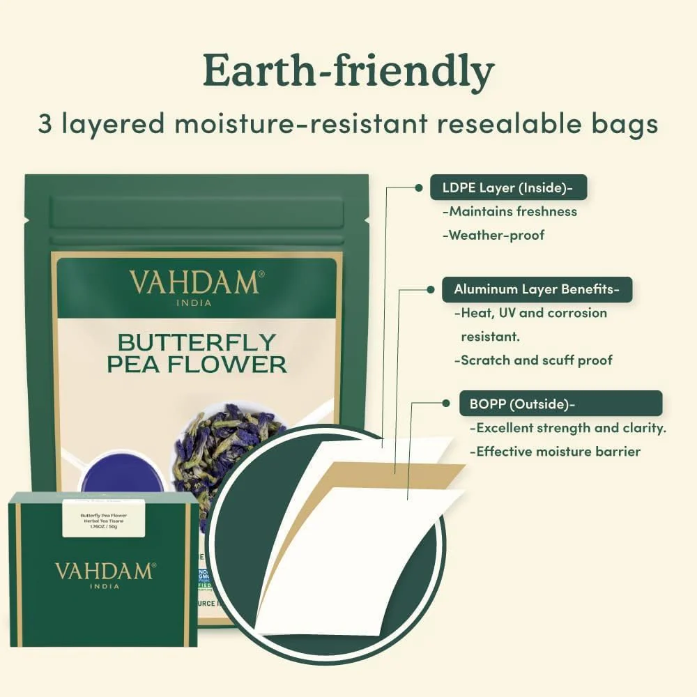 VAHDAM Butterfly Pea Flower Tea - 2 x 1.76oz Loose Leaf | 100+ Servings | Earthy & Delicate Flavor - Canadian Distribution - Ships Free Within Canada on Orders Above CAD $199 - Image 5