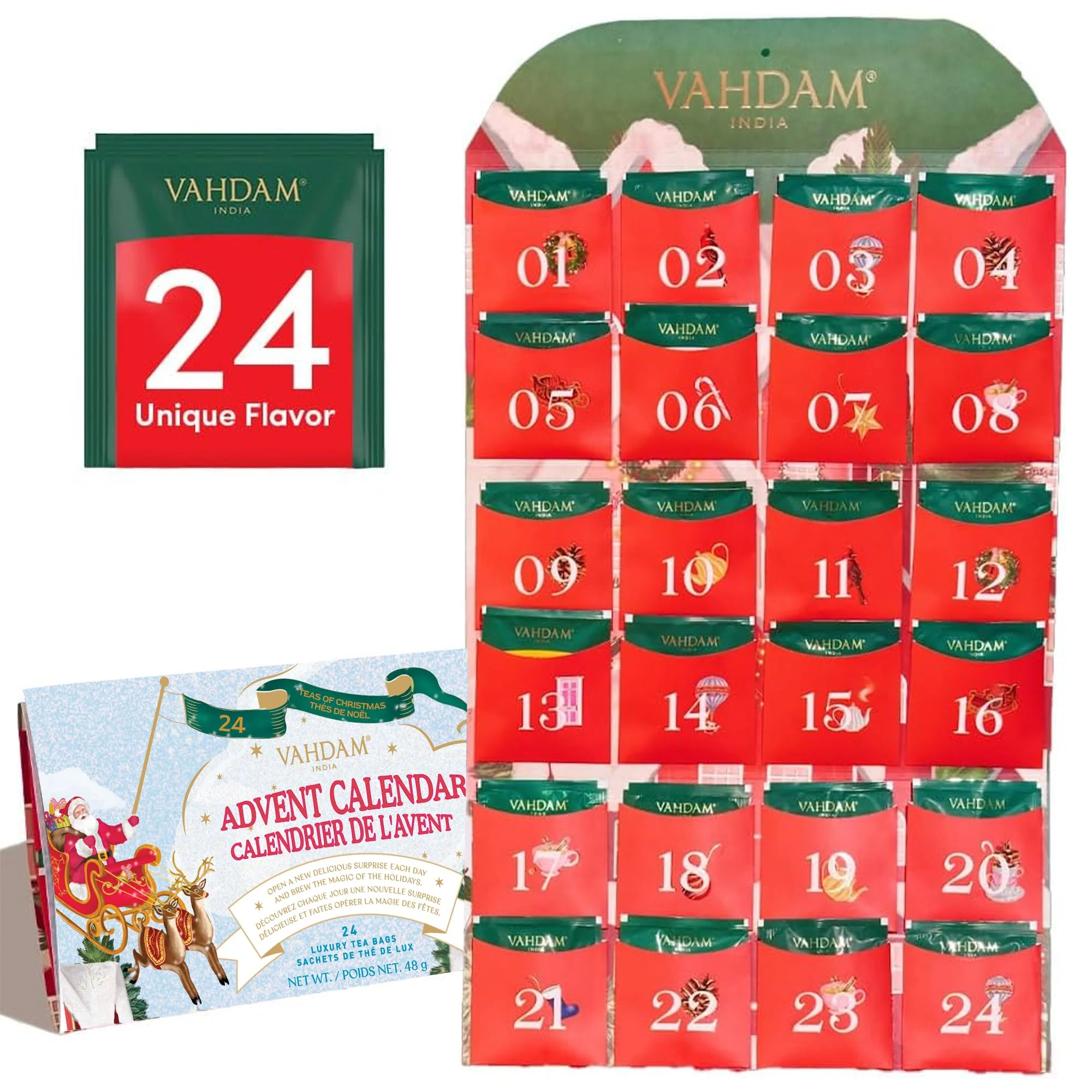 VAHDAM - Limited Edition Tea Bag Advent Calendar 2025 - 24 Unique Flavors - Canadian Distribution - Ships Free Within Canada on Orders Above CAD $199
