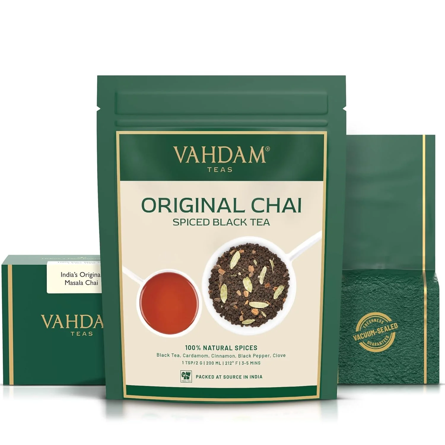 VAHDAM Masala Chai Tea Loose Leaf - 50 Cups (3.53oz) | Black Tea with Cinnamon, Cardamom, Cloves & Black Pepper - Canadian Distribution - Ships Free Within Canada on Orders Above CAD $199 - Image 4
