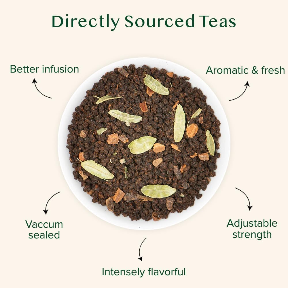 VAHDAM Masala Chai Tea Loose Leaf - 50 Cups (3.53oz) | Black Tea with Cinnamon, Cardamom, Cloves & Black Pepper - Canadian Distribution - Ships Free Within Canada on Orders Above CAD $199 - Image 8