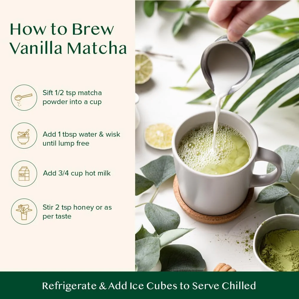 VAHDAM Vanilla Matcha Green Tea Powder (2 x 1.76oz/50g) - Pure Japanese Matcha with Madagascar Vanilla - Canadian Distribution - Ships Free Within Canada on Orders Above CAD $199 - Image 4