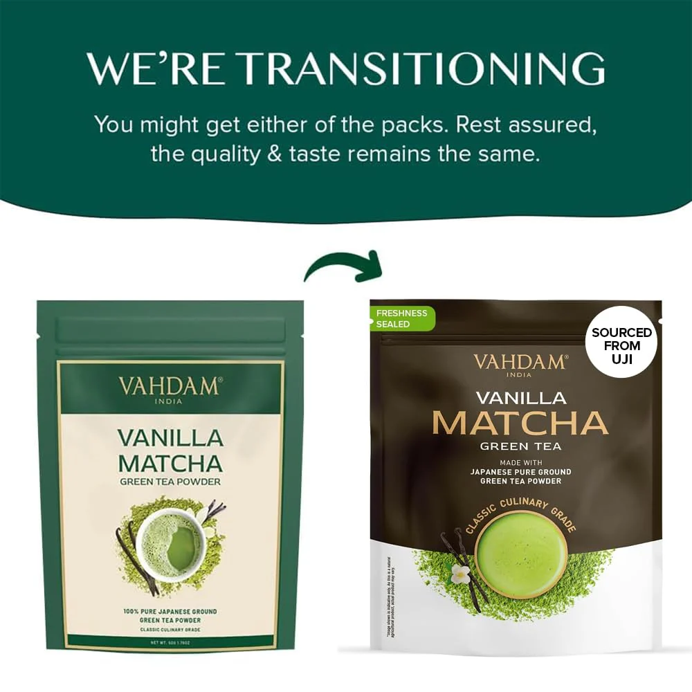 VAHDAM Vanilla Matcha Green Tea Powder (2 x 1.76oz/50g) - Pure Japanese Matcha with Madagascar Vanilla - Canadian Distribution - Ships Free Within Canada on Orders Above CAD $199 - Image 8