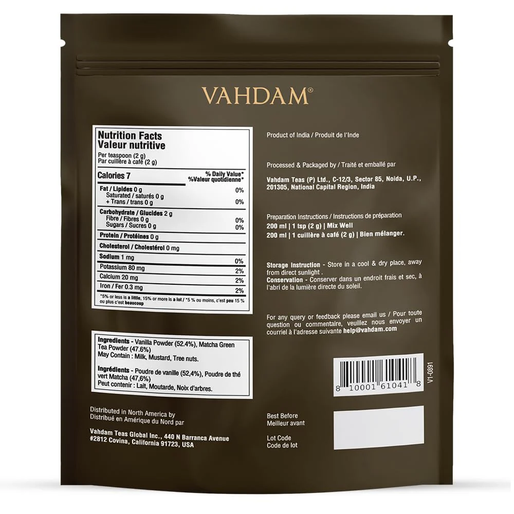VAHDAM Vanilla Matcha Green Tea Powder (2 x 1.76oz/50g) - Pure Japanese Matcha with Madagascar Vanilla - Canadian Distribution - Ships Free Within Canada on Orders Above CAD $199 - Image 9